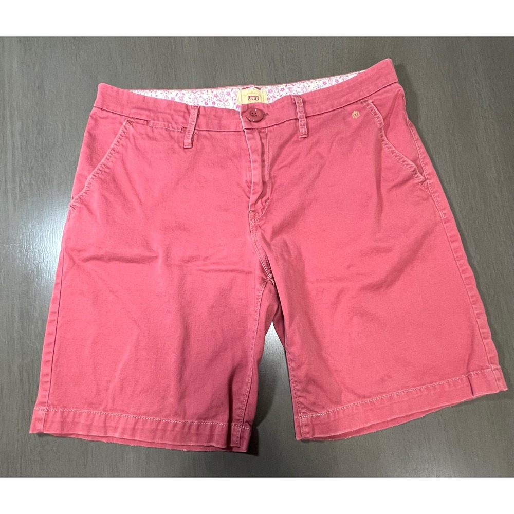 Levis Tab Twills Womens Chino Shorts Pink Size 12 Cotton Stretch 9 Inseam